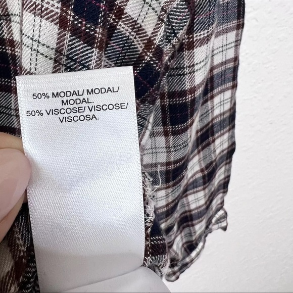 Lucky Brand Top Women Medium Shirt Plaid Flannel Button Down Slit Back Soft - Picture 3 of 8